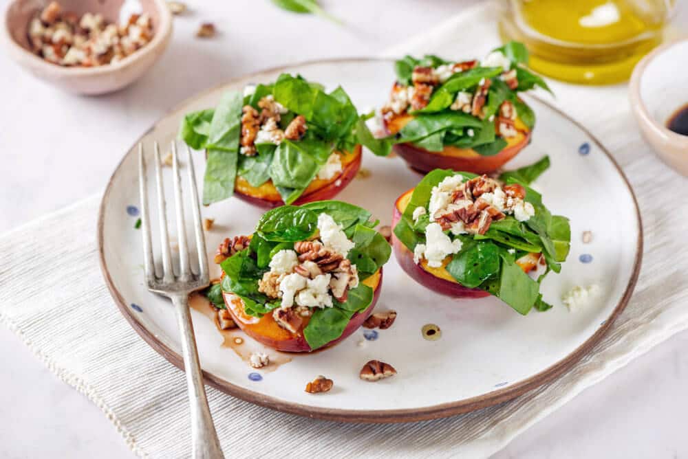 Simple Baked Nectarine Salad with Greens