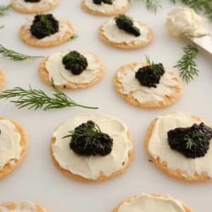 Black Caviar Appetizer with Cream Cheese and Dill