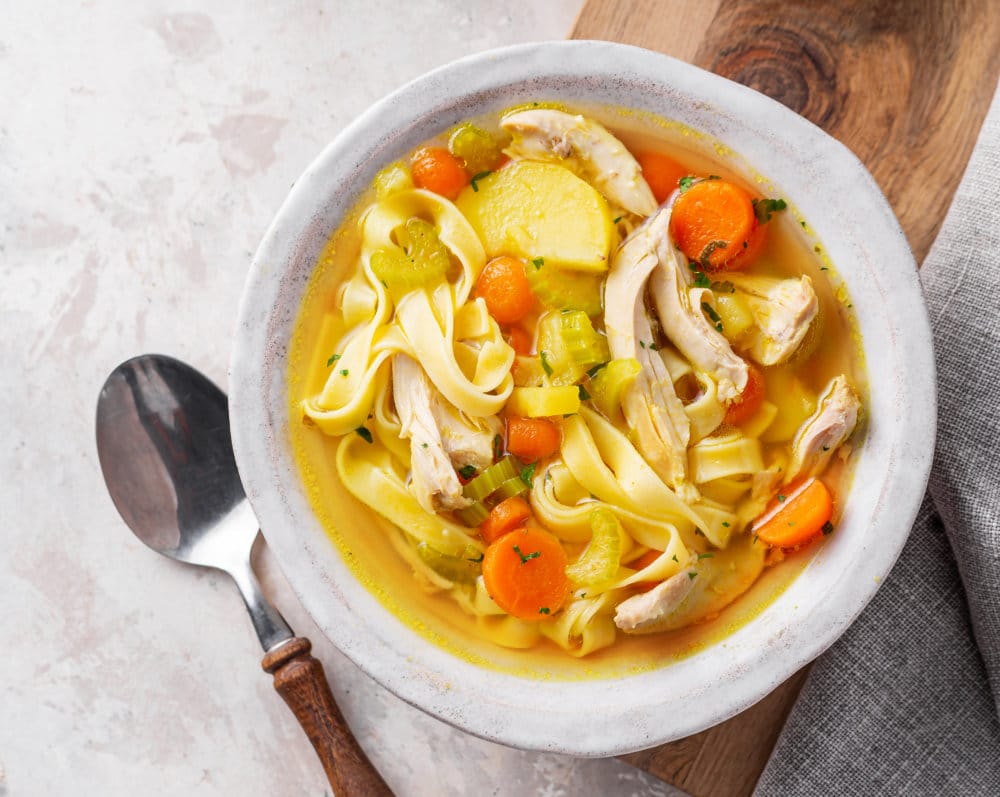 Easy Homemade Classic Chicken Noodle Soup with Potatoes - All We Eat