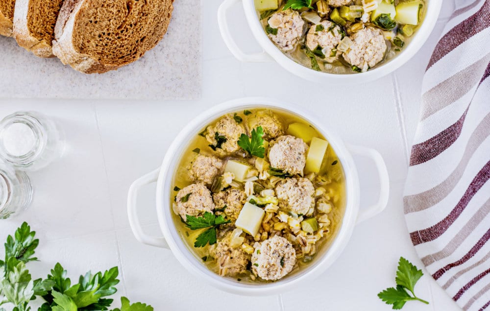 Hearty Barley Turkey Meatball Soup