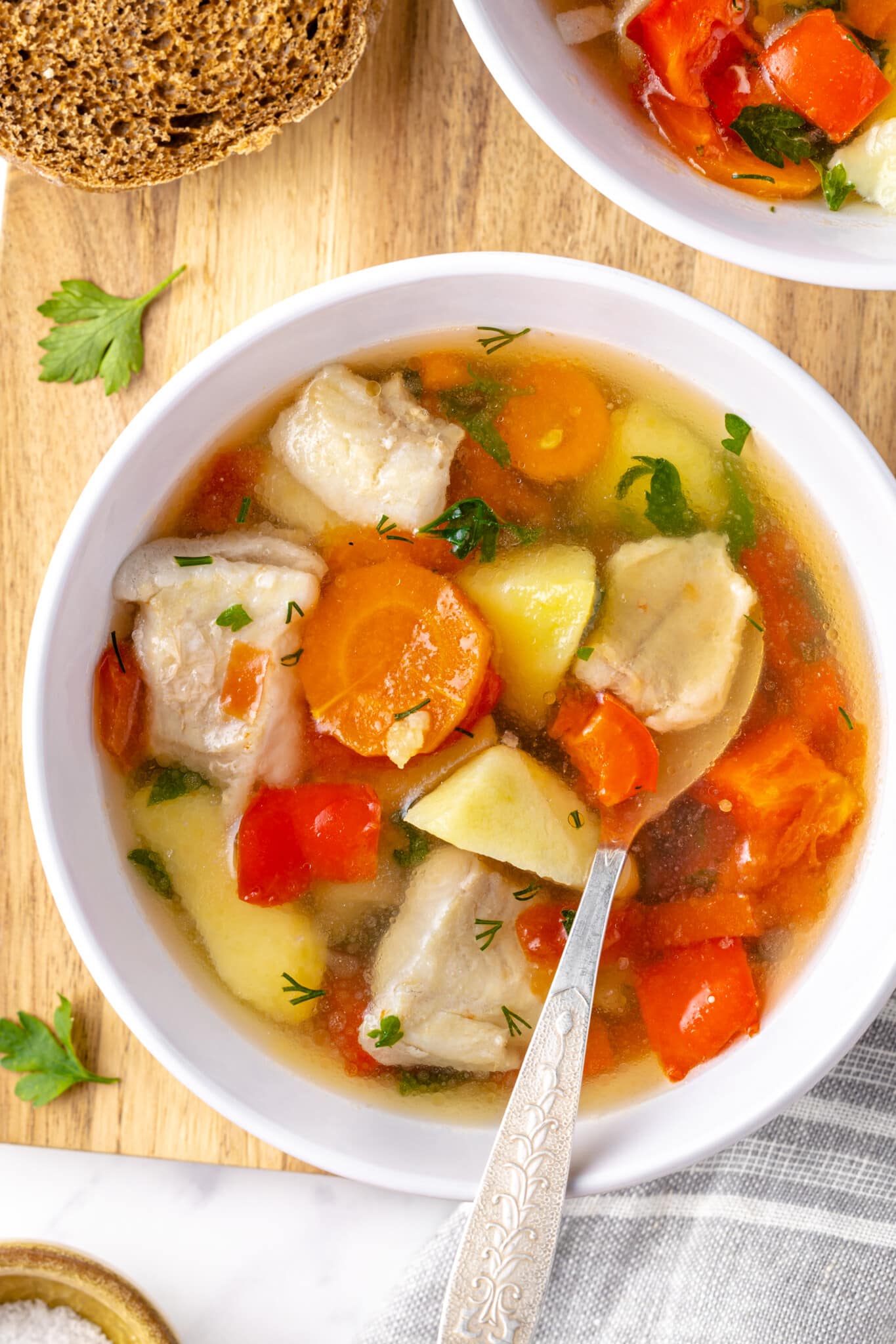 Simple Homemade Fish Soup with Veggies (Ukha)