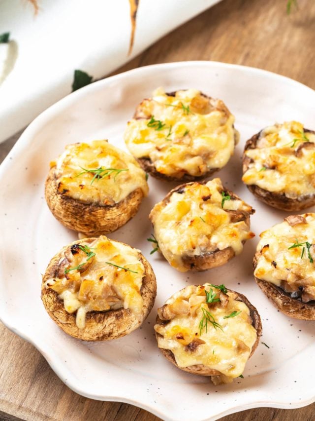 Baked Stuffed Mushrooms with Cheese - All We Eat
