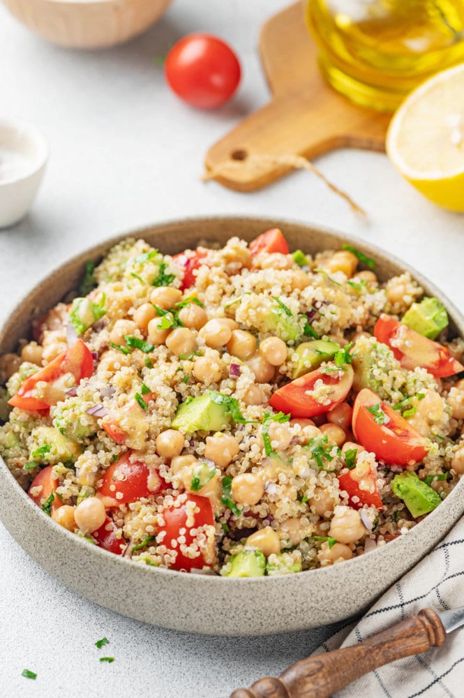 Gluten Free Quinoa and Chickpea Salad with Dijon Dressing - All We Eat