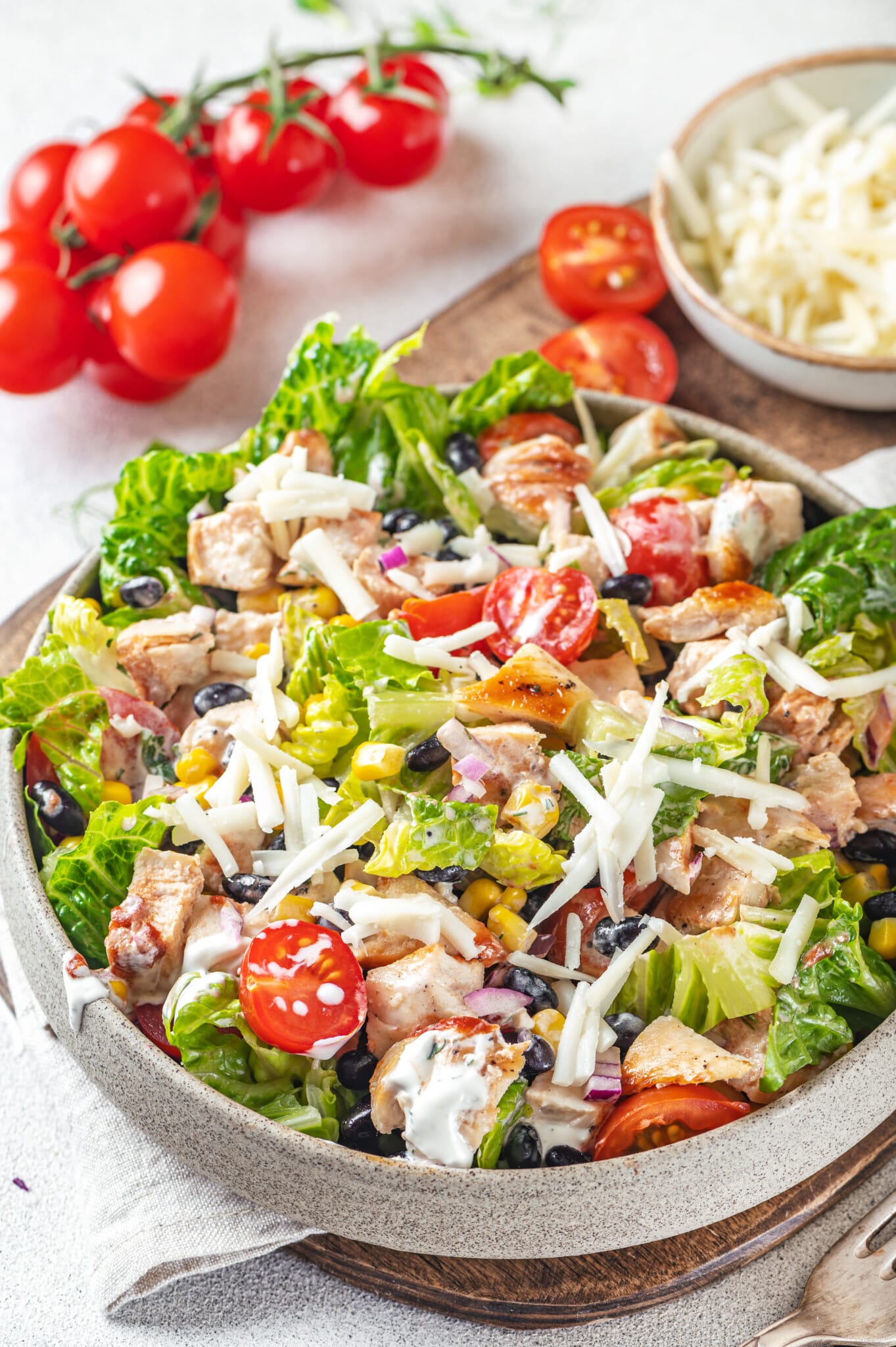 Mexican Cobb Salad with Chicken and BBQ Ranch Dressing