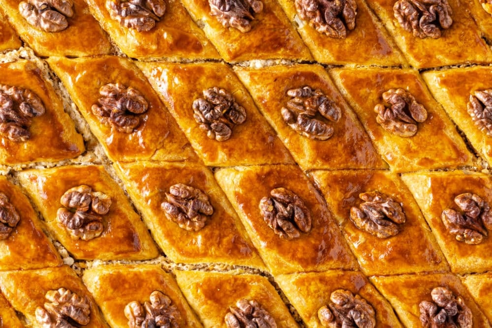 baklava-cut-diagonally-with-a-walnut-on-top