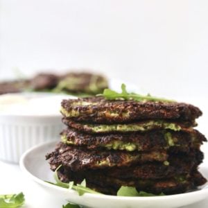 broccoli-fritters-stacked-on-a-white-plate