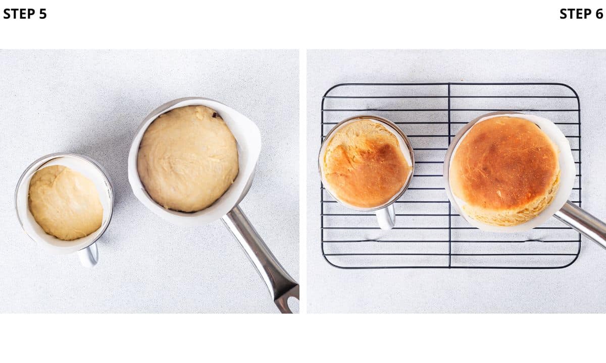 easter paska dough and baked breads on a wire rack.