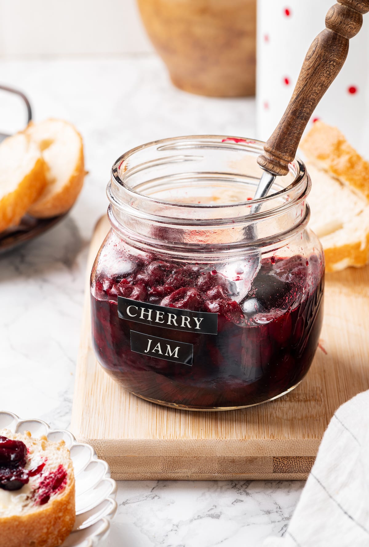 cherry jam in a jar