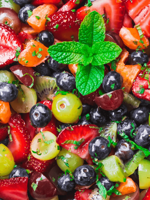 Closeup of fruit salad.