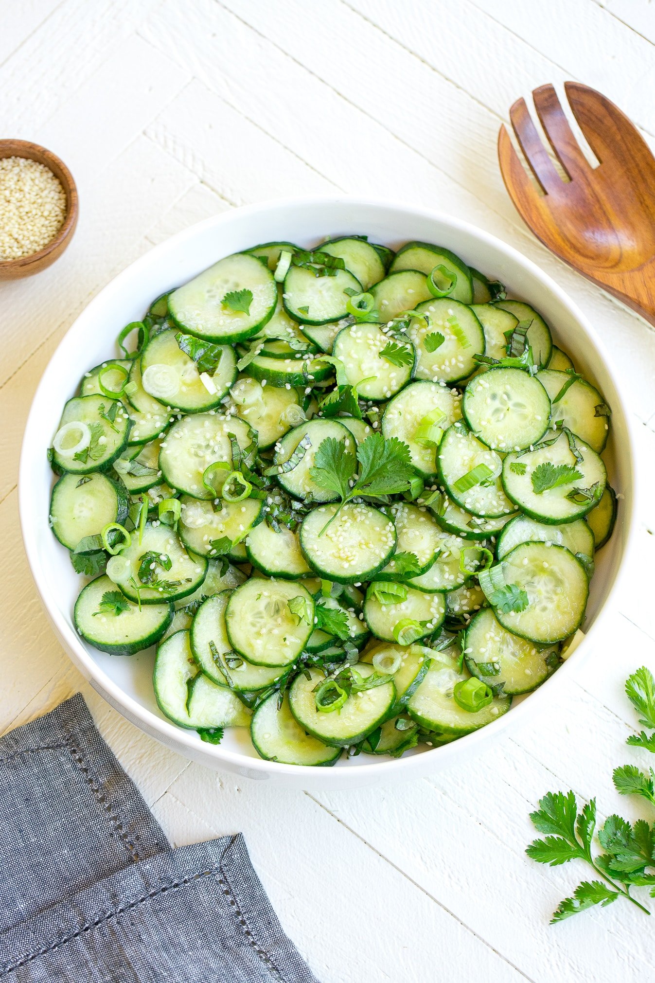 Simple Asian Cucumber Salad with Cilantro and Honey