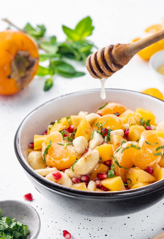 Persimmon Pomegranate Fruit Salad for Fall