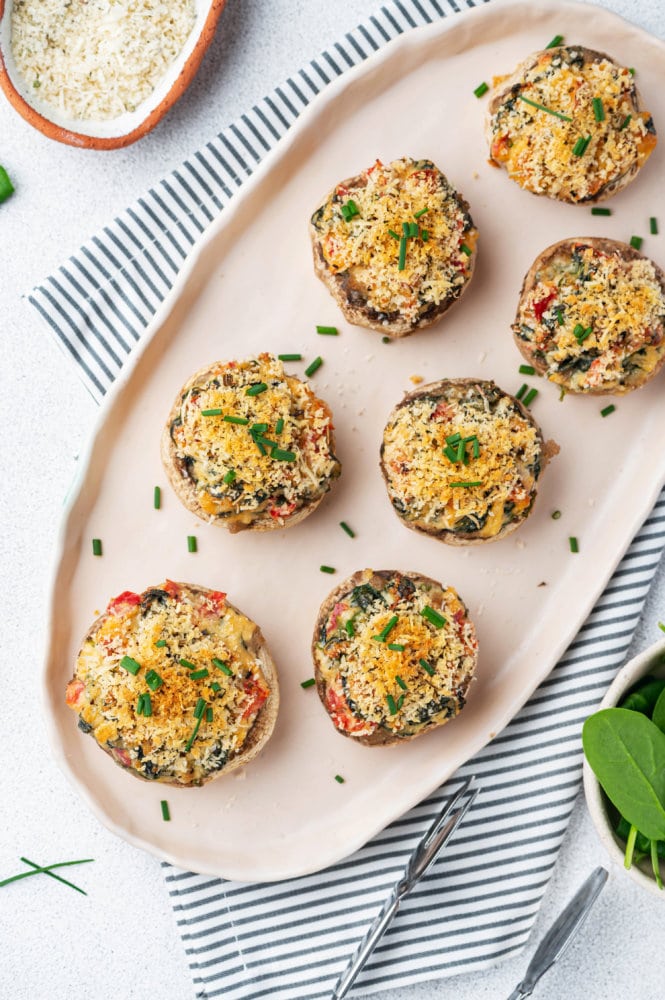 Creamy, Crispy and Cheesy Baked Stuffed Mushroom Bites