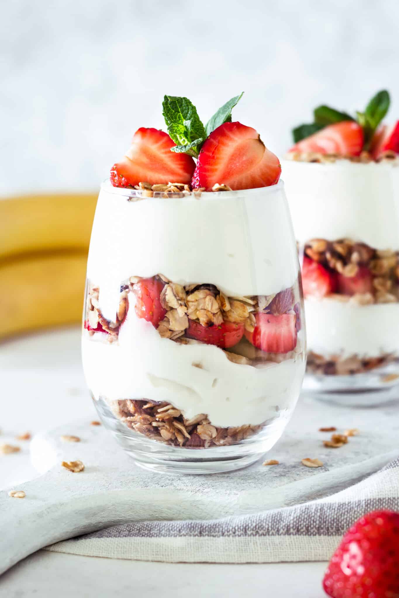 Granola Breakfast Yogurt Parfait with Fresh Fruit