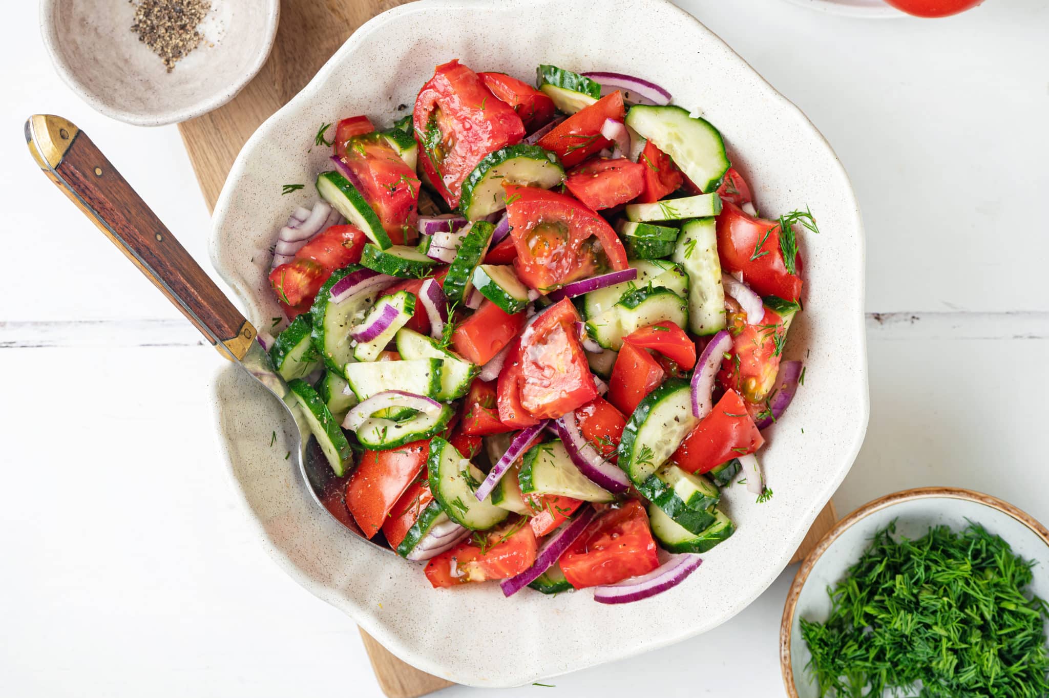 Classic Summer Salad with Tomatoes and Cucumbers