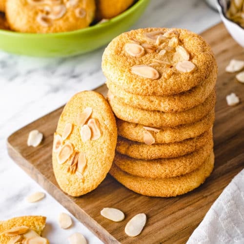 a stack of almond cookies.