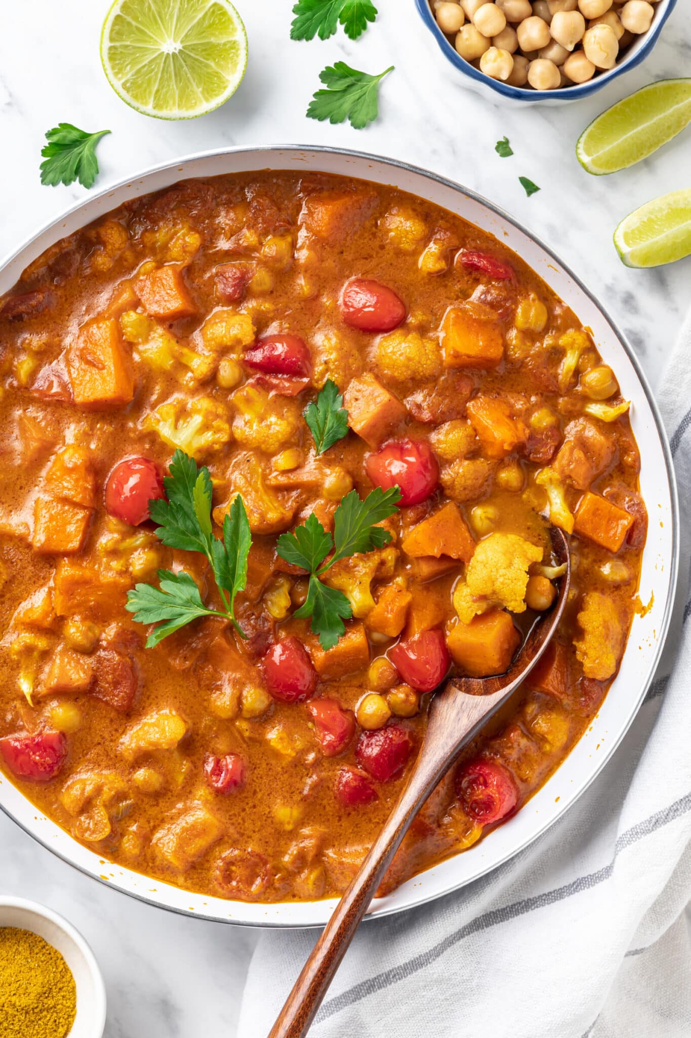 Easy Cauliflower and Chickpea Curry with Squash and Tomatoes - All We Eat