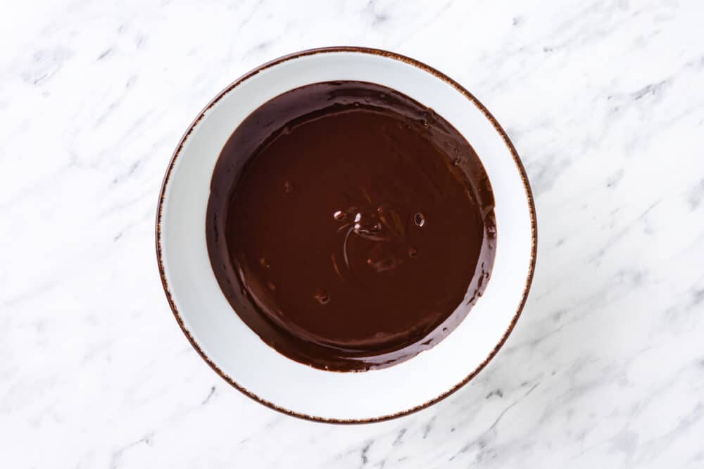 chocolate ganache in a bowl.