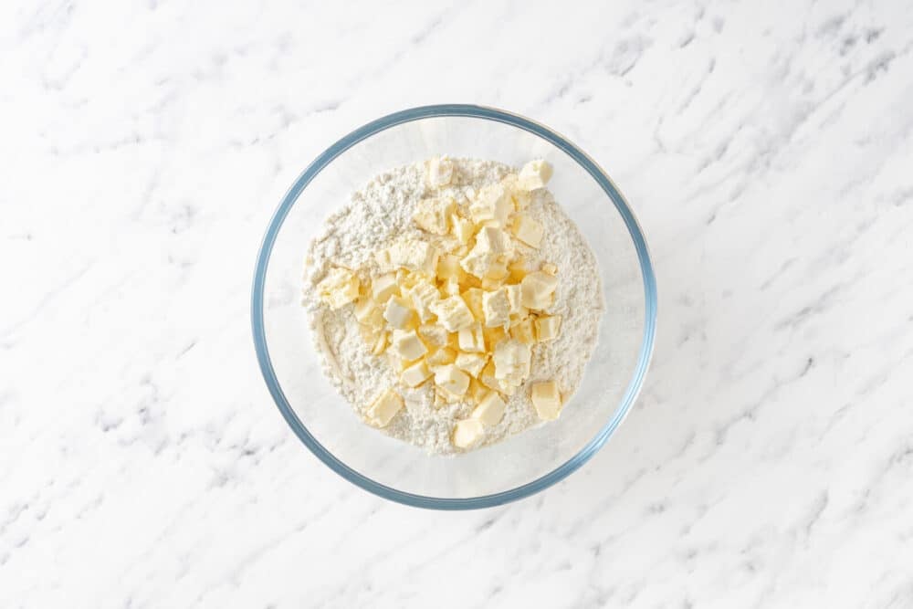 Butter pieces in gluten free flour blend.