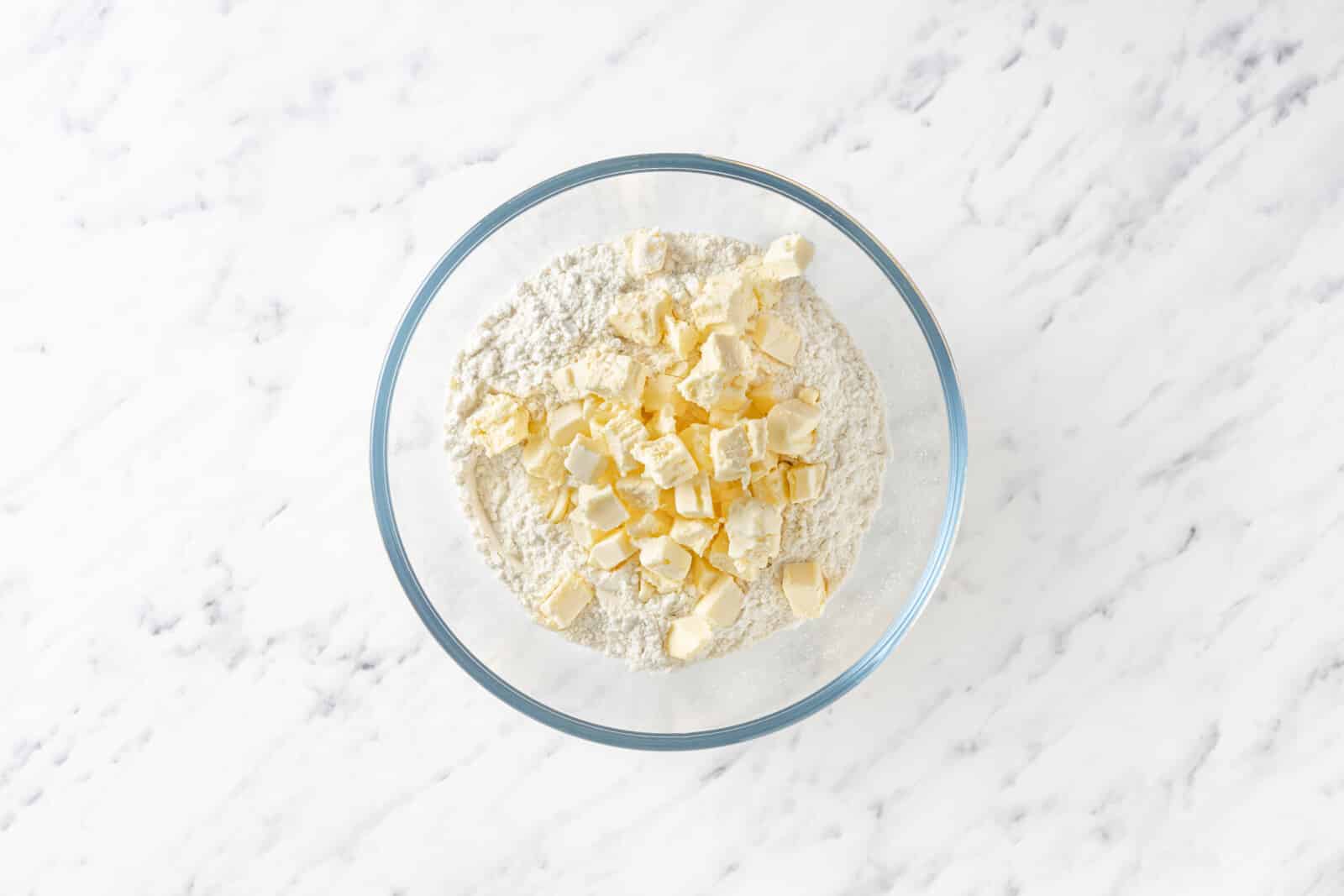 Butter pieces in gluten free flour blend.