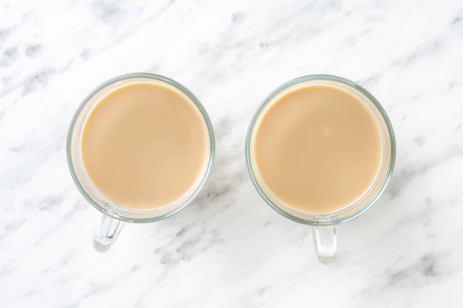 Chai Tea Latte with Warm Spices Chai tea latte put into glass mugs.